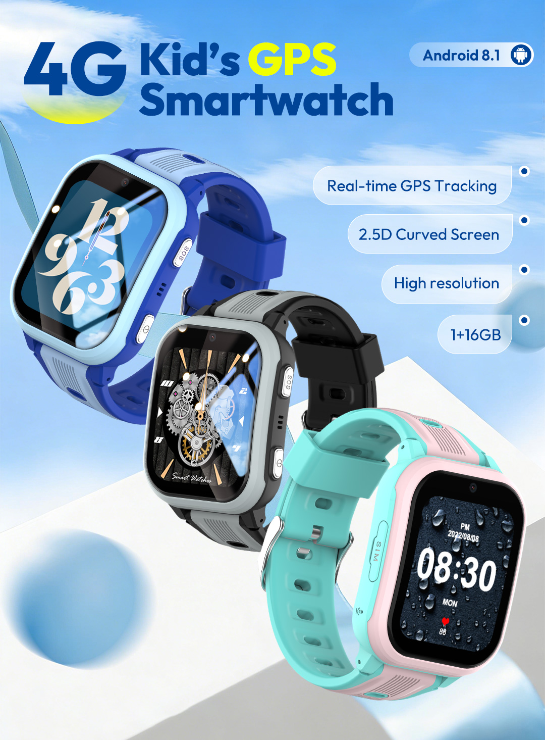 Smartwatch Watches For Kids With Gps - Montre connectée pour enfants Wonlex 4G